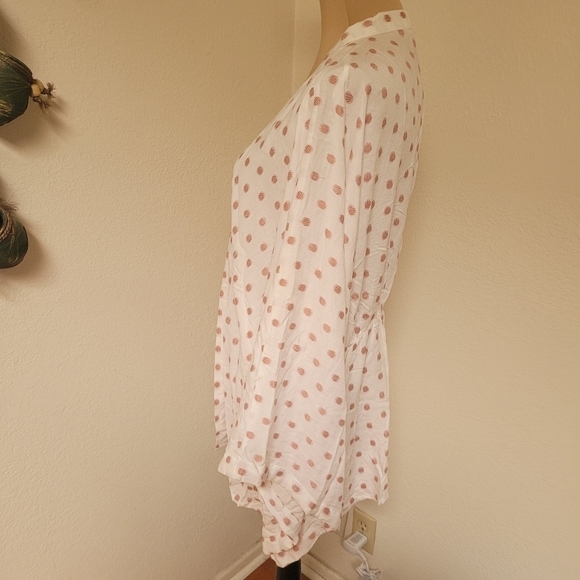 Sim & Sam White and Pink Polka Dot Kimono Jacket - Picture 4 of 5